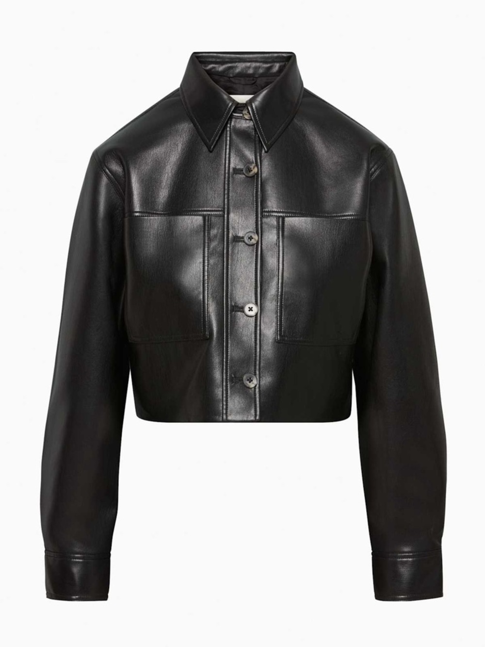 Aritzia’s Little Cropped Jacket - Faux Leather Button-Front XXS